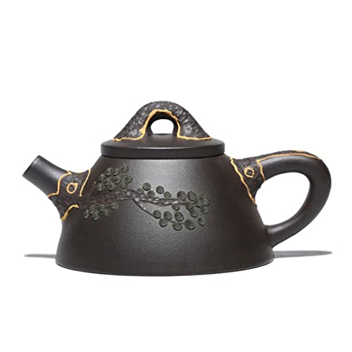 IUokLU Tetera De Arcilla Morada Zisha Hecha A Mano, Juego De Té, Barro Huanglongshan, Cuchara De Barro Negro Turquesa