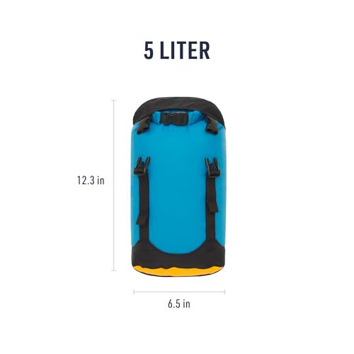 Image of Sea to Summit eVac Compression Dry Bag, Waterproof Compression Sack, 5 Liter, Turkish Tile Blue