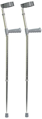 Aidapt Large Adjustable Height Aluminium Lightweight Walking Elbow Crutch with Anti Slip Ferrule Feet to Aid Stability and Confidence when Walking Aid Sold as a Pair, Silver