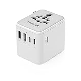 TESSAN Reiseadapter Weltweit, Universal Reiseadapter mit 2 USB A und 3 USB C, Internationaler Steckdosenadapter, Reisestecker Adapter Weltweit für USA England Japan Thailand Australien, Travel Adapter