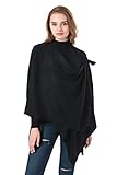 AOKO Knit Shawl Wrap for Women Sweater Poncho Cape Coat Open Front Blanket Shawls Black