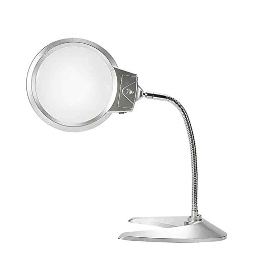 Koimg Lupenleuchte Standfuß Tisch Lupe Lampe Mit 2 Led Tageslicht Lichters Tischlupe 3Fach 6 Fach Vergrößerung Mit Beleuchtung Licht Zum Lesen,handwerkliche Arbeiten Cover