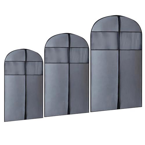 3 Pack Space Saving Hanging Garment Bag, Dustproof Clothes Storage for Down Coats & Winter Jackets, Protects Clothes from Wrinkles, Top Opening, Waterproof & Moistureproof