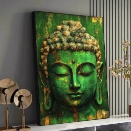 Visage de Bouddha Zen sur toile imprimée haute définition avec cadre en bois