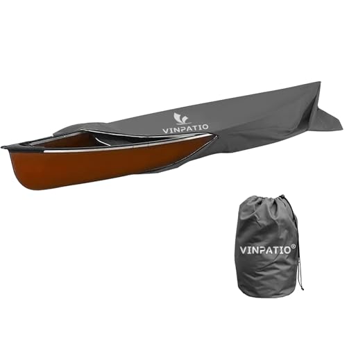 VINPATIO 13FT Kayak Cover, Heavy-Duty 600D Solution-Dyed Fabric, Waterproof Full Coverage Canoe Storage Bag with Zipper, UV & Dust Protection for Fishing Boats & Paddle Boards