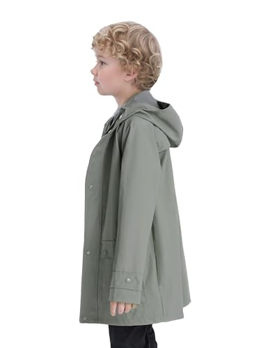 SOLOCOTE Kids Rain Jacket Hooded Lined Rubber RainCoats for Girls Boys Waterproof Windproof Size 5-14Y3