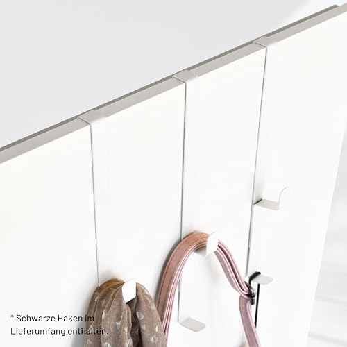 D&D Living® Türhaken zum Einhängen bis 16 mm | 4x Doppel Haken für Türgarderobe | Kleiderhaken für Tür und Schrank (Schwarz)