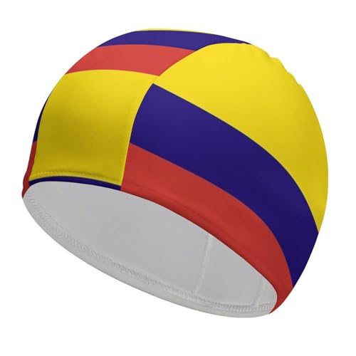 Gorro de Natación para Mujeres, Hombres, Adultos Y Niños - Gorro de Natación De Licra Suave Y Elástica con Bandera De Colombia - Ideal para Usar En Piscinas O Aguas Abiertas - Colombia Talla Única