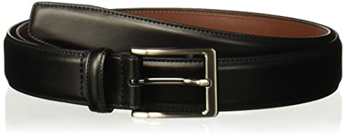 Perry Ellis Men's Portfolio Amigo Dress Belt, Leather, Stitched Edges, Metallic Buckle, 1.5
