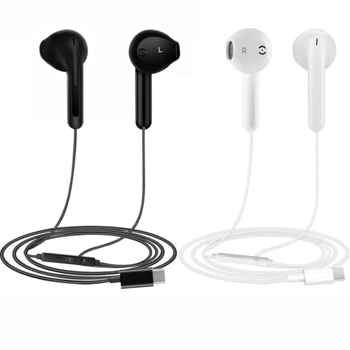 2 Pack USB C Headphones USB C Earphones with Microphone In Ear USB Type C Earbuds for iPhone 16/15 Pro,Samsung S23 S22 S21 S20,Google Pixel,Google Pixel