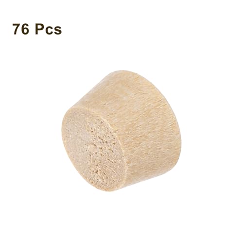 Image of uxcell 76Pcs Wood Button Plugs, 7.5mm /0.3 inch Flat Head Hardwood Screw Hole Plug Wooden Caps Buttons Wood Plug for Furniture Woodworking Craft Decor (9mm x 7.5mm)
