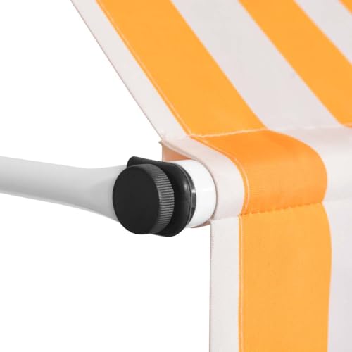 Auvent rétractable manuel 250 cm rayures orange et blanc en polyester