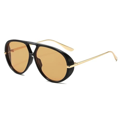 OSAGAMA Trendy Oversized Aviator Sunglasses for Women Men Luxury Vintage Shades Retro Metal Sunglasses Shield3