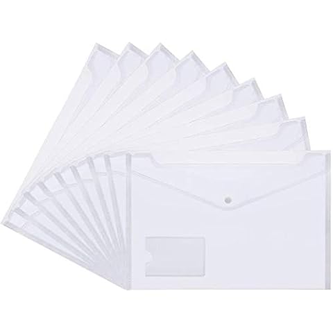 Plastic Envelopes Wallets, MerryNine 24 Pack A5 Clear Document Folder with Label Pocket, for School Home Work Office Organization Cover
