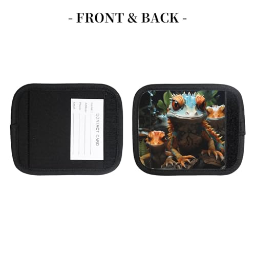 2 Pcs Luggage Handle Wraps, Colorful Lizards Print Grip Handle Cover/Travel Bag Identifier for Suitcase Accessories4