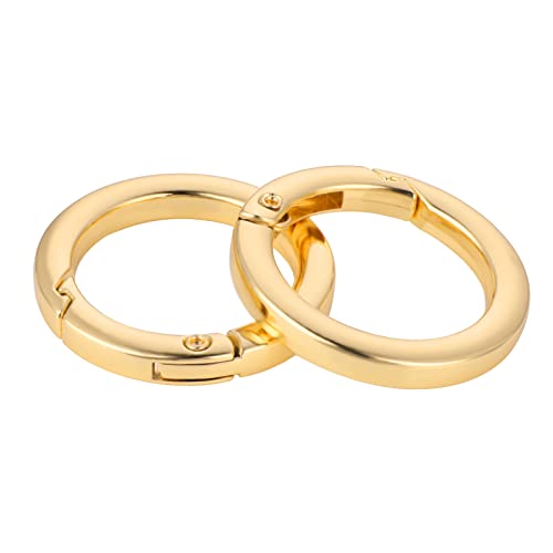 ASTER Lot de 2 mousquetons ronds à ressort en métal pour sangle de sac à main, 25 mm, dorés, accessoires pour ceintures, sacs à bandoulière, sacs à main, porte-clés, en cuir