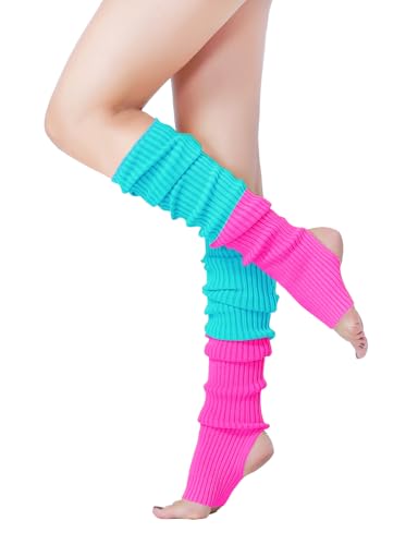 Image of v28 Women's Neon Knit Leg Warmer for 80s Party Dance Sports Yoga