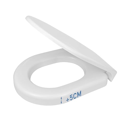 TODOT WC-Sitz, erhöht, 5 cm, für ältere und behinderte Menschen, Toilettensitz aus Duroplast, leise, verstellbare Edelstahl-Scharniere (250 kg, Universal) (D-Form) TODOT WC-Sitz, erhöht, 5 cm, für ältere und behinderte Menschen, Toilettensitz aus Duroplast, leise, verstellbare Edelstahl-Scharniere (250 kg, Universal) (D-Form)