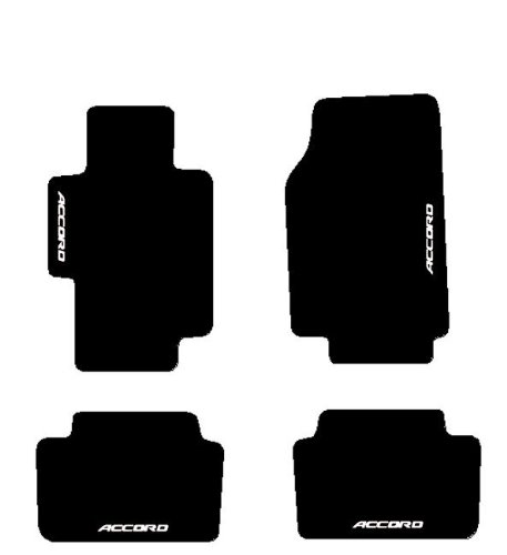 SonCar Juego Completo de Alfombras de Moqueta con Bordado de Hilo Negro, Color Negro