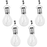 Housoutil 5 piezas Luces Solares Colgantes con Clip Impermeables Bombillas LED Solares Recargables para Jardín y Exterior Decoración para Terraza y Celebraciones