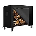 PLKO 4ft Firewood Log Rack Cover Outdoor,Heavy Duty Waterproof Weather Resistant 600D Oxford Fabric(Black