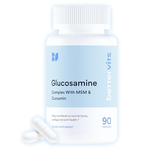 Bettervits Glucosamine Complex with MSM hondroitin | Joint Supplements for Women and Men with Vitamin C | Arthritis Support Supplement for Mobility & Flexibility - 90 Capsules