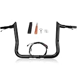 kekykm 12' pre-wired meathook bar Ape Hanger Handlebar 1 ¼' Compatible With Harley Davidson Bagger Electra Glide Street Glide Ultra Limited 2016-2023, Miter Cut Heated Option Handlebar, Gloss Black