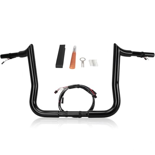 kekykm 12" pre-wired meathook bar Ape Hanger Handlebar 1 ¼" Compatible With Harley Davidson Bagger Electra Glide Street Glide Ultra Limited 2016-2023, Miter Cut Heated Option Handlebar, Gloss Black by kekykm - Used condition - US$207.86