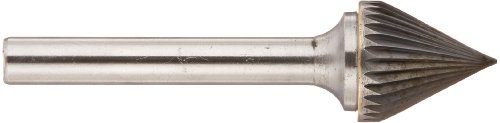 Image of Drill America SJ-6 Carbide Burr /Rotary File 60 Degree Included Angle Double Cut for Die Grinder 5 /8 inch Dia. x 9 /16 inch Cut Length with 1 /4 inch Shank and 2-3 /16 inch Overall Length, DUL Series