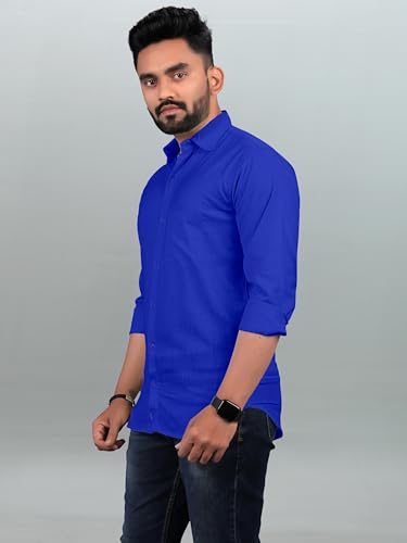 Image of Men Regular Fit Solid Spread Collar Casual Shirt
