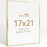 Natural Homi 17x21 Aluminum Metal Picture Frame,Tempered Glass Gold Photo Frame 17x21 for Family Photo,Posters,Art,Document to Wall Mount Horizontally or Vertically