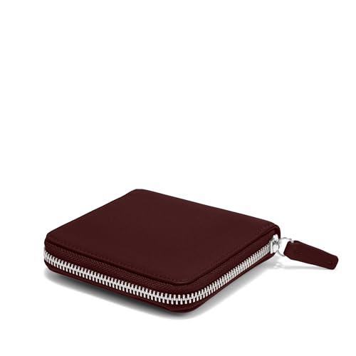 Leatherology Bordeaux Small Zippered Wallet - 4 credit card slots, single bill compartment, interior snap coin pouch3