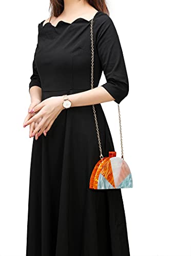 Wuyangsto Acrylic Clutch Purse,Semicircle Colorful,Women's Evening Bag For Weddings Party Prom (Gold) #TOP6