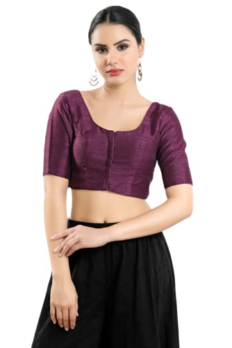 Image of Vamas Women's Silk Padded Self Design Half Sleeve Readymade Saree Blouse (X-766.N)