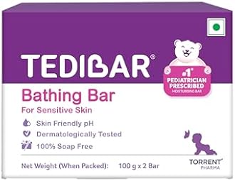 Tedibar Moisturising Baby Bathing Bar 100x2g (Pack of 1) 100% Soap Free No. 1* Pediatrician Prescribed Moisturising Bar - By Torrent Pharma