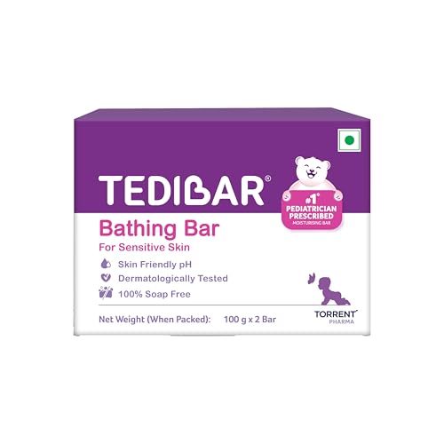 Tedibar Moisturising Baby Bathing Bar 100x2g (Pack of 1) 100% Soap Free No. 1* Pediatrician Prescribed Moisturising Bar - By Torrent Pharma