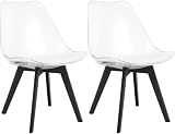 NMK HOME Juego de 2 sillas de Comedor Transparentes – Sillas de diseño con Carcasa de plástico Transparente y Patas Negras de Polipropileno, Aspecto Moderno y Ligero.
