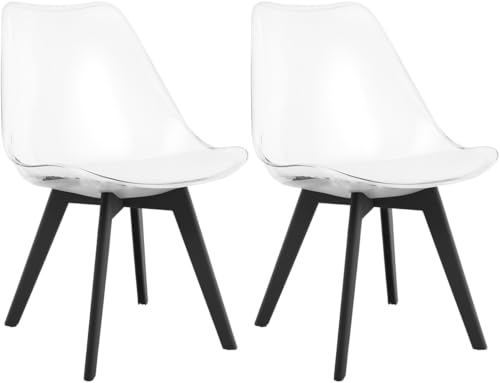 NMK HOME Juego de 2 sillas de Comedor Transparentes