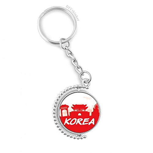Porte-clé rotatif corée en métal multicolore rigide motif silhouette 1,2x3,5"