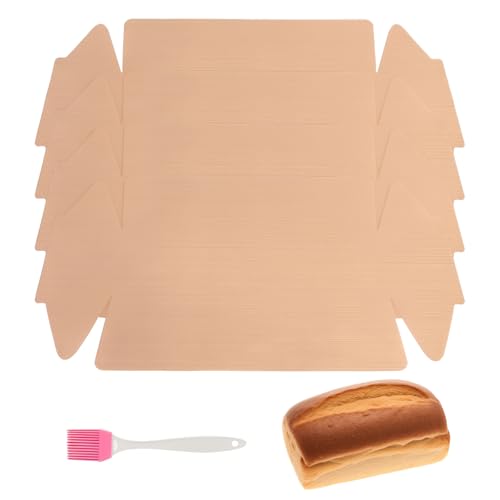 Dauerbackfolie Backpapier Wiederverwendbar 4er Set 43x24cm Antihaft Backmatte aus PTFE Glasfaser Zuschneidbar Spülmaschinenfest für Kastenform & Backblech Mit Silikonölpinsel für Küche Backofen Grill
