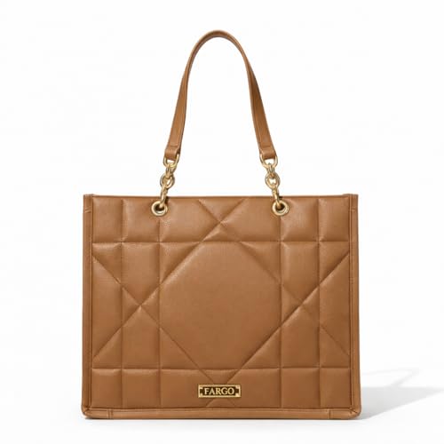 Image of Fargo Matrix Tote Bag for Women | Vegan Leather Handbag with 15-Inch Laptop Compartment, Smooth Zip | Stylish Office, College & Daily Use Tote | Made in India