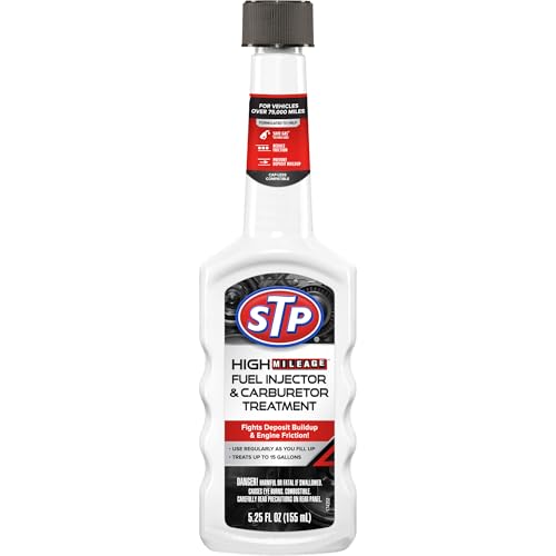 STP High Mileage Fuel Injector Cleaner and Carburetor Cleaner Treatment, Bottled Lubricant for Upper Cylinder, 5.25 Oz, 12 Count, STP