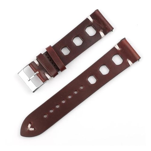 Correa de reloj de cuero genuino unisex negro y marrón de 18mm a 24mm