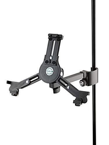 K&M Konig & Meyer 19791.016.55 Tablet/Ipad Holder For Microphone Stand - Switch From Landscape To Portrait - Professional Grade For All Musicians - Studio Or Remote Home Use - German Made - Black #TOP17