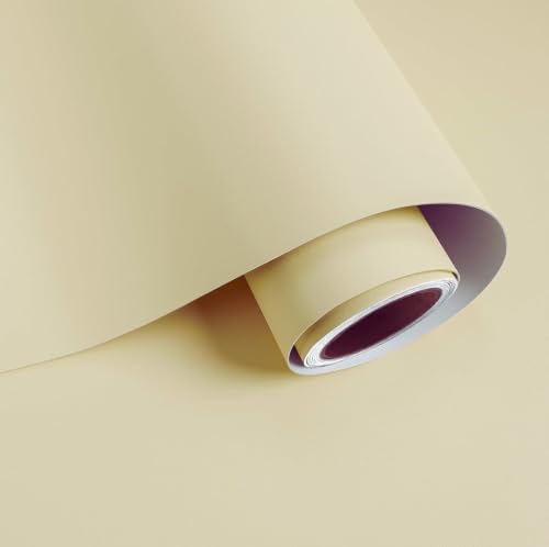 Image of WISDOM Beige Matt Wallpaper Peel & Stick Wallpaper Self Adhesive Decorative Vinyl Waterproof for Kitchen Cabinet Furniture Countertop (Matte Beige, 24x120 Inches)