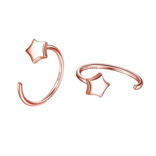 Image of CHIC & ARTSY 925 Sterling Silver Half Hoop Earrings for Women, Small Huggie Hoops Set with Ball Bar Star Moon Cross & Pearl, Lightweight Comfort Fit Everyday & Sleep Earrings