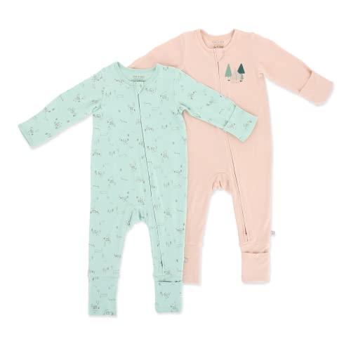 Image of OETEO Baby Jumpsuits Zipper Rompers - Viscose made from Bamboo Footies One-Piece Pack