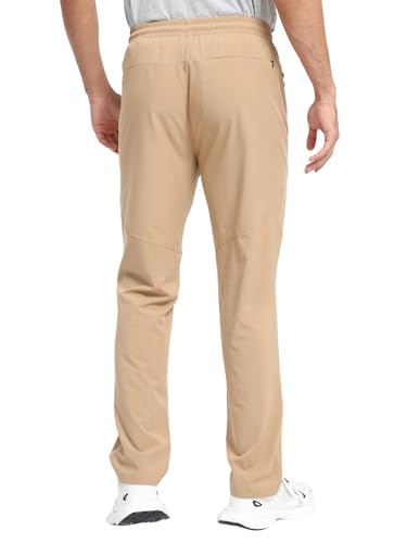 Image of Men's Lightweight Hiking Pants Elastic Waist Water Resistant Quick-Dry Sweatpants for Running Traveling Outdoor Work