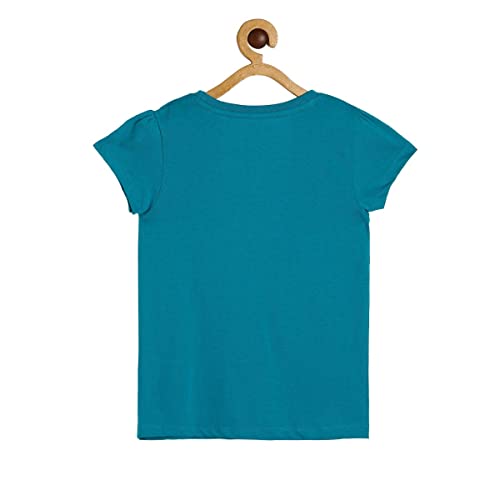 Image of miniklub Girls Round Neck Short Sleeve Knitted Cotton Top (Green Color)