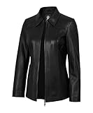 TRENDS GENESIS Leather Coats for Women – Soft Genuine Lambskin Car Coat Women’s Long Black Leather Jacket M
